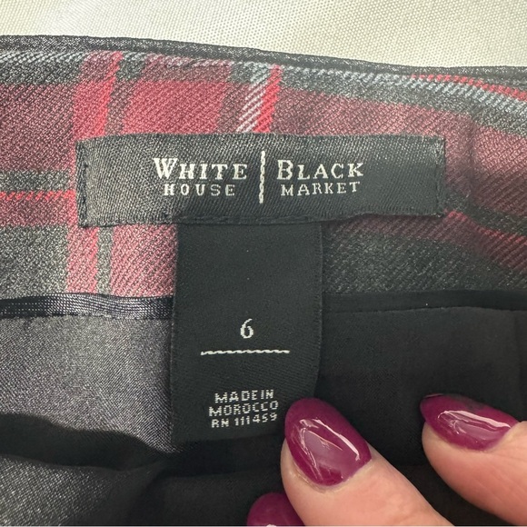 White House Black Market Plaid Skirt Black and Red Size 6 - Picture 4 of 11